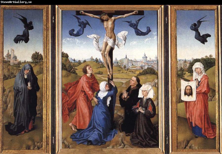 Rogier van der Weyden Crucifixion triptych with SS Mary Magdalene and Veronica